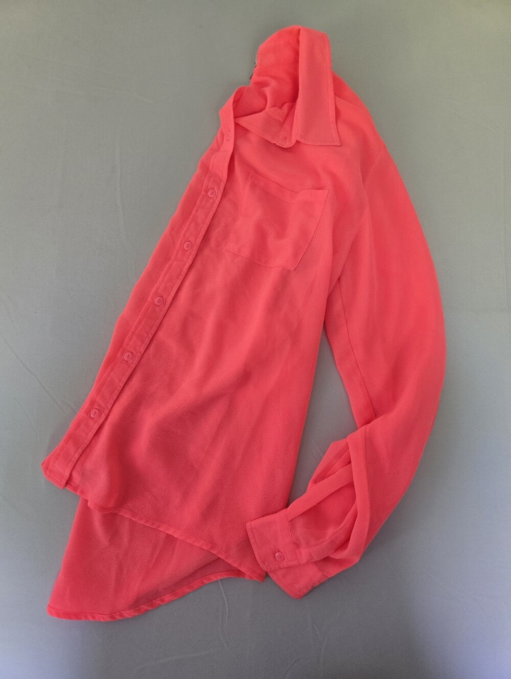 Kut From The Kloth Neon Pink Buttom Down Shirt Size Medium